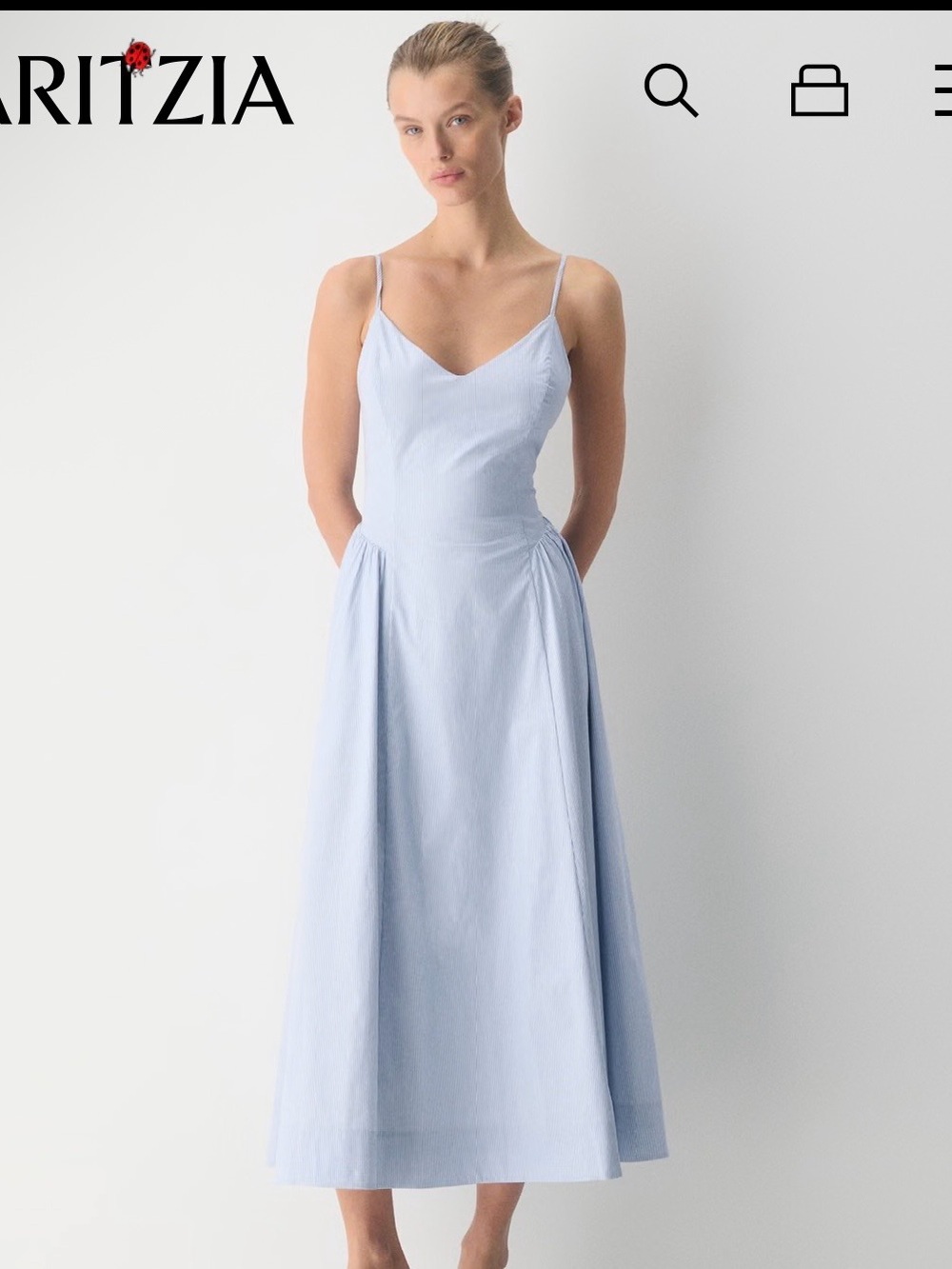 Aritzia Pale Blue Spaghetti-Strap Midi Dress